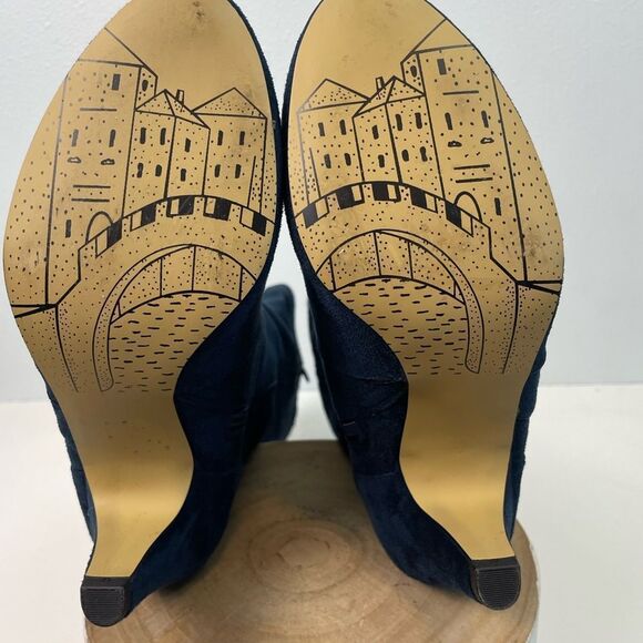 Bella Bita Blue Heeled Boots with Plush Texture Size 7.5W EUC - Picture 8 of 10